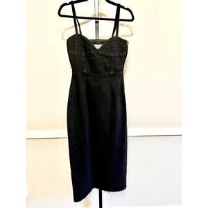 Velvet Heart Black Denim Midi Dress Bustier Strappy NWT Size XS